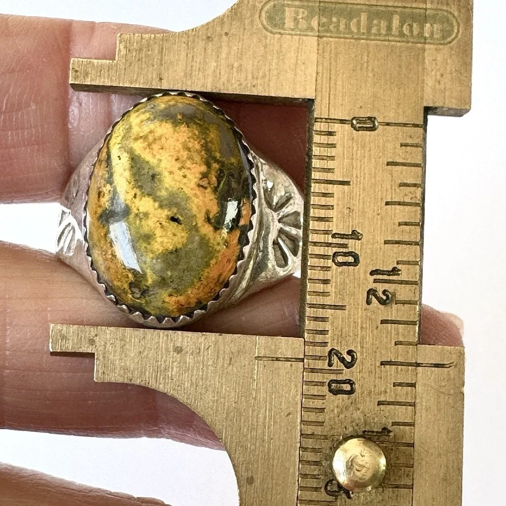 Navajo Bumblebee Jasper Mens Ring Sz 9.5 Annie Lincoln‎ Sterling Handmade Band
